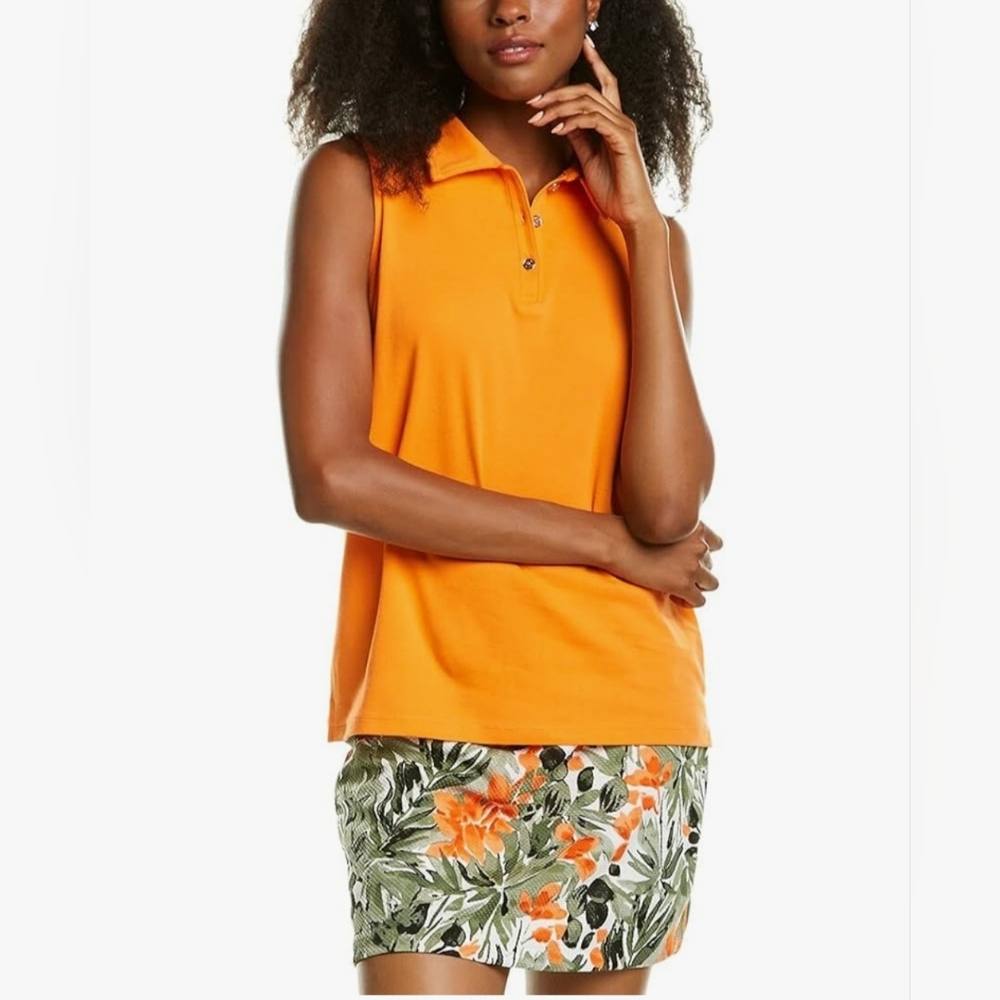 NWT Jones New York Sleeveless Cotton Polo Nectarine XS